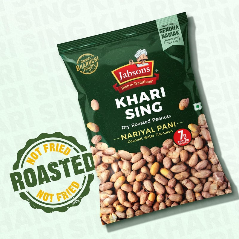 Jabsons Original Bharuchi Nariyal Pani Khari Sing, Coconut Water Flavoured Dry Roasted Peanuts, Gluten Free, 400g - Image 4